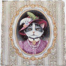 画像1: 「J即納/F在庫」はぎれ45×45：猫の侯爵夫人 (1)