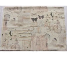 画像1: 「J即納」はぎれ70×50：ラウンジ（蝶・小鳥、クリームベースグレイ） (1)