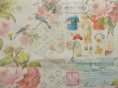 画像1: 「J即納」廃盤はぎれ70×50：プーペ・エ・ブーケ（クリームベース、ピンク・グリーン） (1)