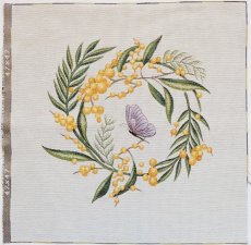 画像1: 「J即納/F在庫」はぎれ45×45：ミモザの花かんむり (1)