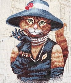 画像4: 「F在庫」45×45 帽子をかぶった猫のマダム (4)