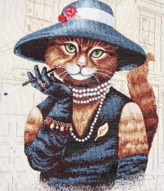 画像4: 「J即納」45×45 帽子をかぶった猫のマダム (4)