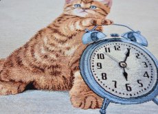 画像5: 「F在庫」はぎれ45×45：子猫と目覚まし時計（ベージュ・ブルー） (5)