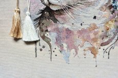 画像6: 「移動中/F在庫」はぎれ45×45：花かんむりの猫（ライトアイボリーベース） (6)