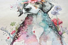 画像3: 「J即納」はぎれ45×45：花かんむりの犬（ライトアイボリーベース） (3)