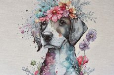 画像6: 「J即納」はぎれ45×45：花かんむりの犬（ライトアイボリーベース） (6)