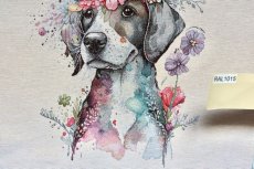 画像9: 「J即納」はぎれ45×45：花かんむりの犬（ライトアイボリーベース） (9)