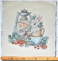 画像2: 「J即納」はぎれ45×45：うさぎとランタン（ライトアイボリーベース） (2)