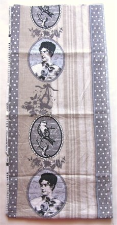 画像2: 「J即納」廃盤はぎれ45×100：モニカ（ベージュ麻地ベースグレイ） (2)