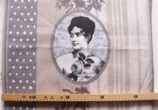 画像3: 「J即納」廃盤はぎれ45×100：モニカ（ベージュ麻地ベースグレイ） (3)