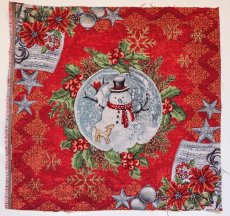 画像1: 「J即納」はぎれ45×45：ゴブラン織り クリスマスの雪だるま (1)