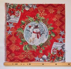 画像4: 「J即納」はぎれ45×45：ゴブラン織り クリスマスの雪だるま (4)