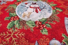 画像2: 「J即納」はぎれ45×45：ゴブラン織り クリスマスの雪だるま (2)