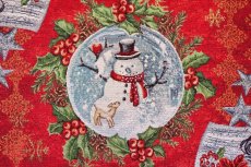 画像5: 「J即納」はぎれ45×45：ゴブラン織り クリスマスの雪だるま (5)