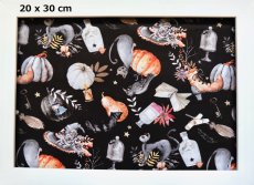 画像2: 「J即納」はぎれ70×50：フィネラゼル（猫、カボチャ、黒ベース） (2)