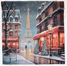 画像1: 「移動中」はぎれ45×45：クリスマスのエッフェル塔 (1)