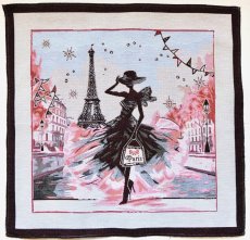 画像1: 「移動中」はぎれ45×45：ラ・パリジェンヌ（エッフェル塔・ピンク） (1)