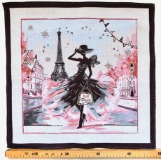 画像2: 「移動中」はぎれ45×45：ラ・パリジェンヌ（エッフェル塔・ピンク） (2)