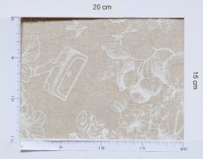 画像4: 「J即納/F在庫」廃盤はぎれ70×50：草木と小鳥とワンピース（麻色ベース白） (4)