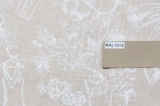 画像6: 「J即納/F在庫」廃盤はぎれ70×50：草木と小鳥とワンピース（麻色ベース白） (6)