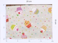 画像5: 「J即納」はぎれ70×50：ミニカップケーキ（ベージュベースマルチカラー、プリント） (5)