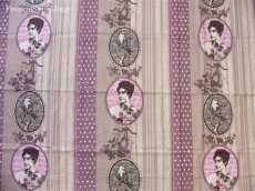 画像1: 「J即納」廃盤はぎれ45×100：モニカ（ベージュ麻地ベースモーヴ） (1)