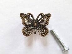 画像5: 「F在庫」取っ手：蝶（3.2cm、アンティークゴールド） (5)