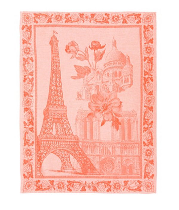 フキン：ル・ジャカードフランセ 80×60cm（エッフェル塔・寺院・教会