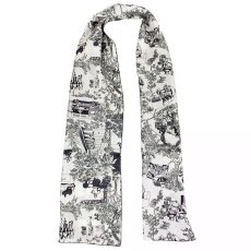 画像1: 「取寄せ」シルクストール 33×140cm ：トワルドジュイ・モダン（黒） (1)