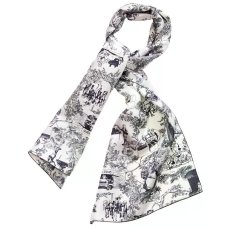 画像2: 「取寄せ」シルクストール 33×140cm ：トワルドジュイ・モダン（黒） (2)