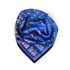 画像2: 「取寄せ」シルクスカーフ 67×67cm ：フェット・デ・リュミエール（ブルー） (2)