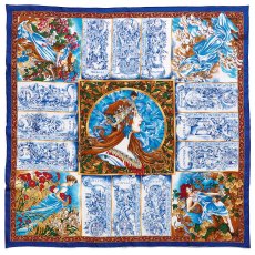 画像2: 「取寄せ」シルクスカーフ 90×90cm ：ミュシャ・四季 4色 (2)
