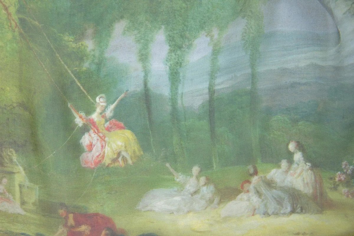 画像4: 「取寄せ」シルクシフォンストール 43×140cm ：フラゴナール・レジュ（グリーン） (4)