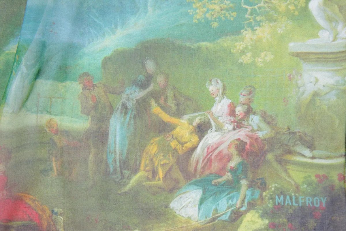 画像3: 「取寄せ」シルクシフォンストール 43×140cm ：フラゴナール・レジュ（グリーン） (3)