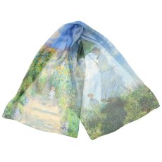 画像1: 「取寄せ」シルクシフォンストール 43×140cm ：モネ・プロムナード（空色） (1)