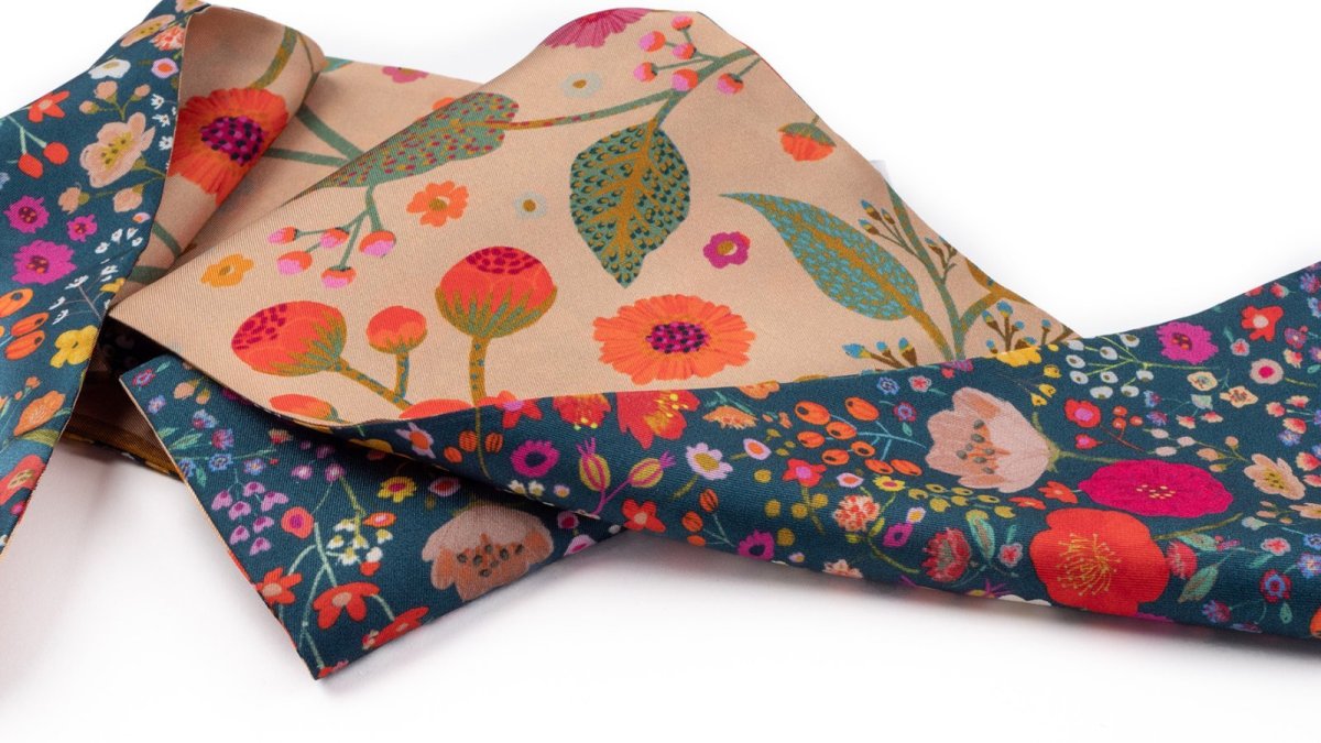 画像4: 「取寄せ」シルク・ツイリースカーフ13×140cm ：フルリ 4色 (4)