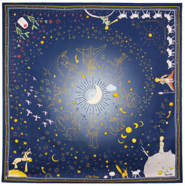 MALFROY シルクスカーフ 90×90cm ：星の王子さま 2種