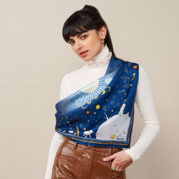 MALFROY シルクスカーフ 90×90cm ：星の王子さま 2種