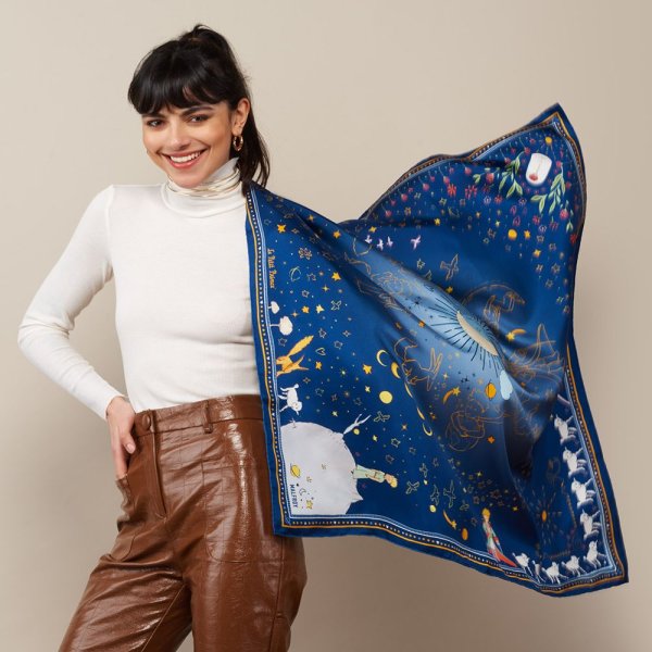 MALFROY シルクスカーフ 90×90cm ：星の王子さま 2種