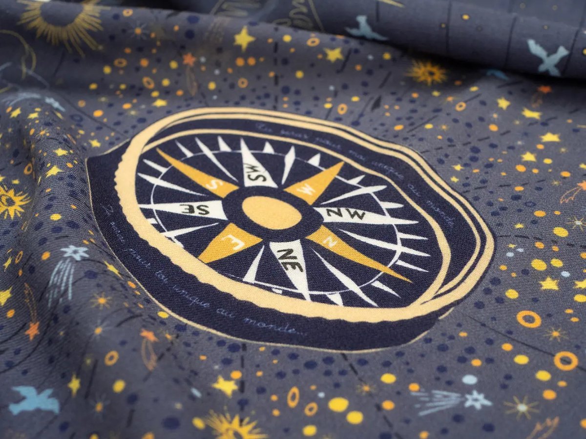 画像3: 「取寄せ」ウールシルクストール 46×180cm ：星の王子さま（旅、マリンブルー） (3)