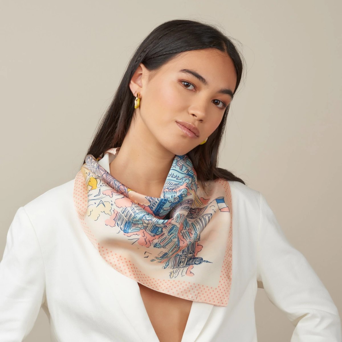 画像3: 「取寄せ」シルクスカーフ 67×67cm ：パリ・エッフェル塔 2色 (3)