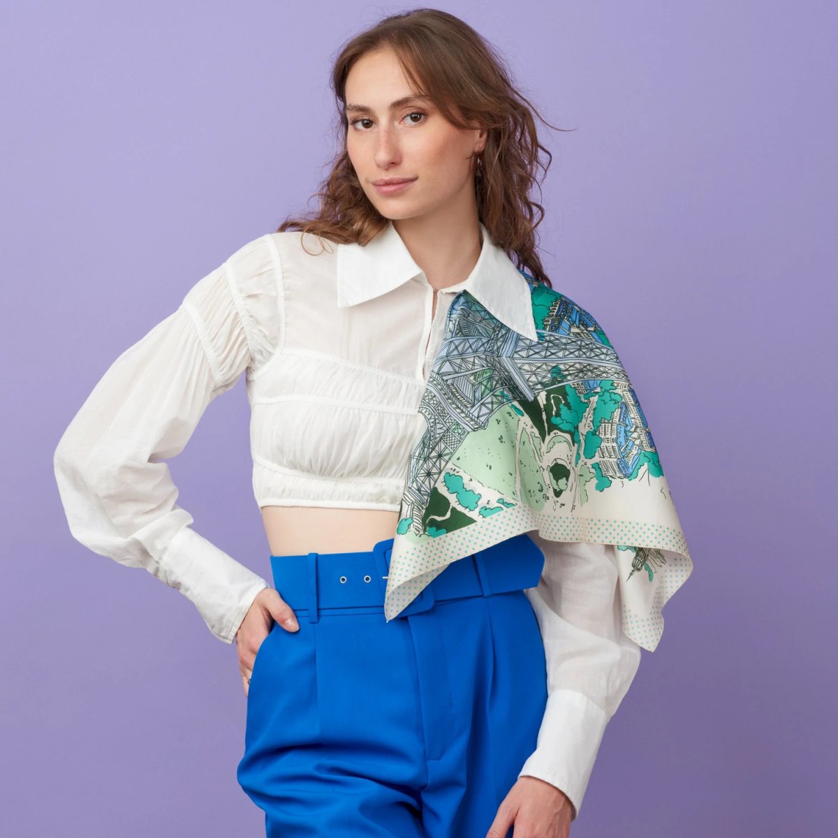 画像7: 「取寄せ」シルクスカーフ 67×67cm ：パリ・エッフェル塔 2色 (7)