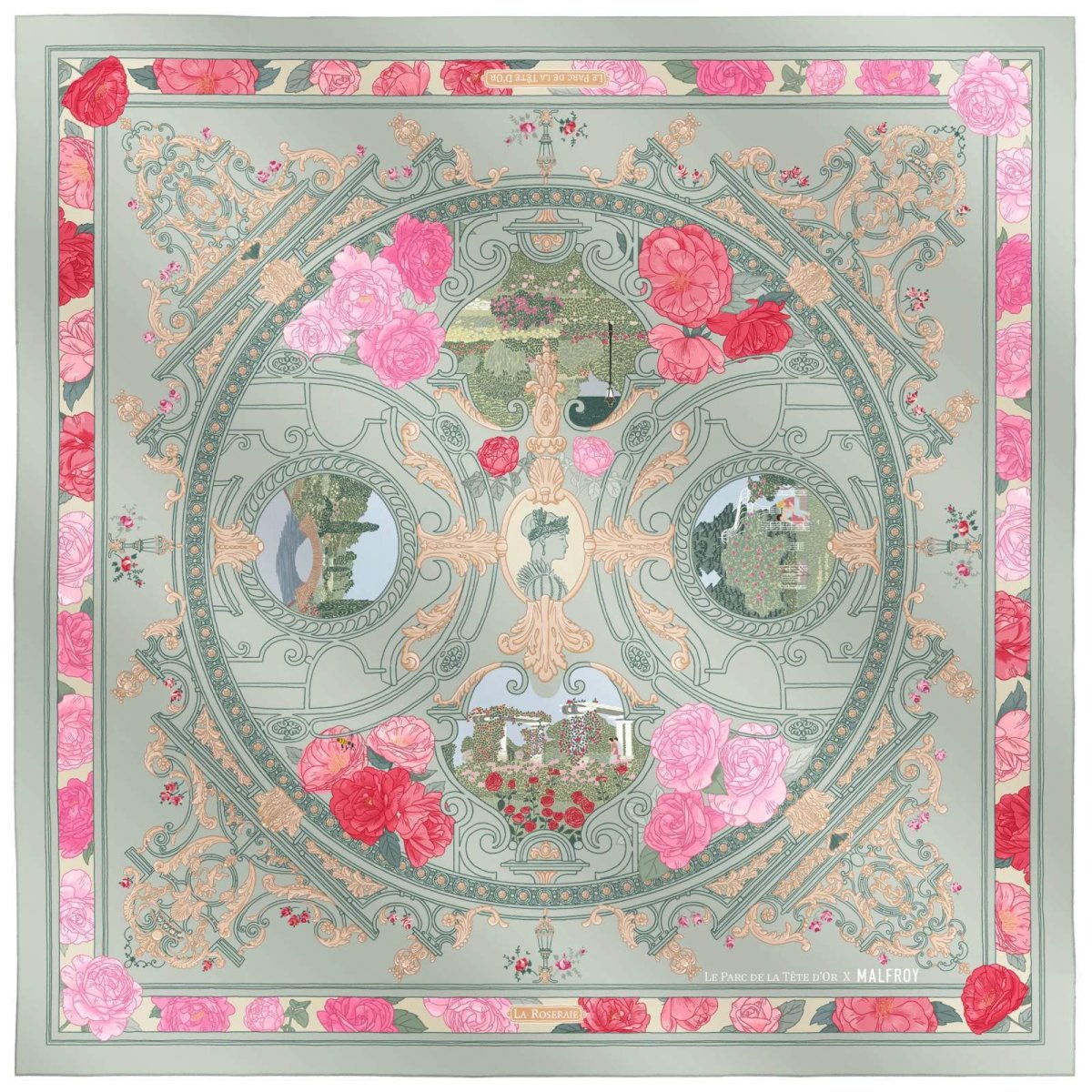 画像6: 「取寄せ」シルクスカーフ 67×67cm ：リヨン・テットドール公園のバラ園 3色 (6)