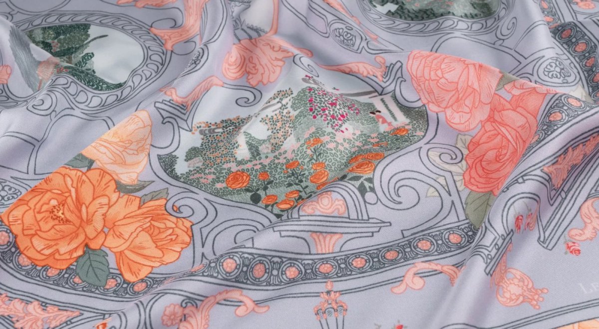 画像9: 「取寄せ」シルクスカーフ 90×90cm ：リヨン・テットドール公園のバラ園 2色 (9)