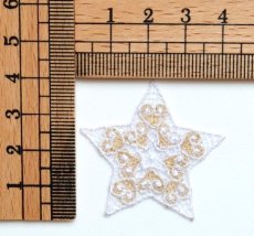 画像2: 「J即納」廃盤ワッペン：刺繍のエトワール（ホワイト・ゴールド） (2)