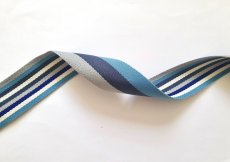 画像1: 「F在庫」ストライプテープ：4cmマノン（ブルー系、リバーシブル） (1)