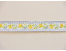 画像1: 「J即納」廃盤コットンリボン刺繍ローズ 20mm（水色・イエロー） (1)