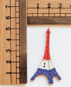 画像2: 「J即納」木製飾りボタン：エッフェル塔（青・白・赤、高さ5.2cm） (2)