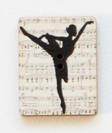 画像1: 「J即納」木製飾りボタン：旋律に乗るバレリーナ（楽譜、高さ2cm） (1)