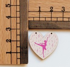 画像2: 「J即納」木製飾りボタン：ハートのバレリーナ（音符、幅2.5cm） (2)